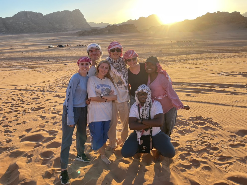 Students explore the desert in Jordan.