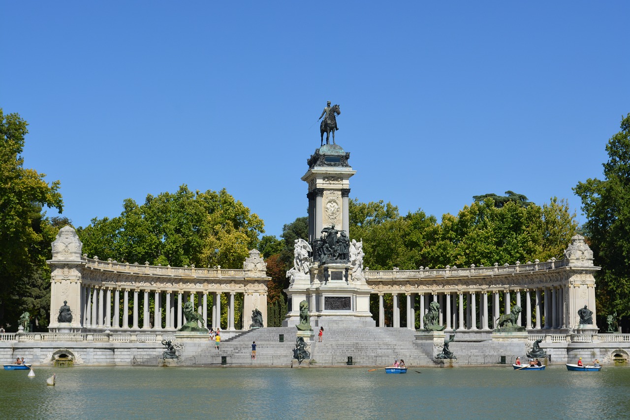 View of park in Madrid, Spain.