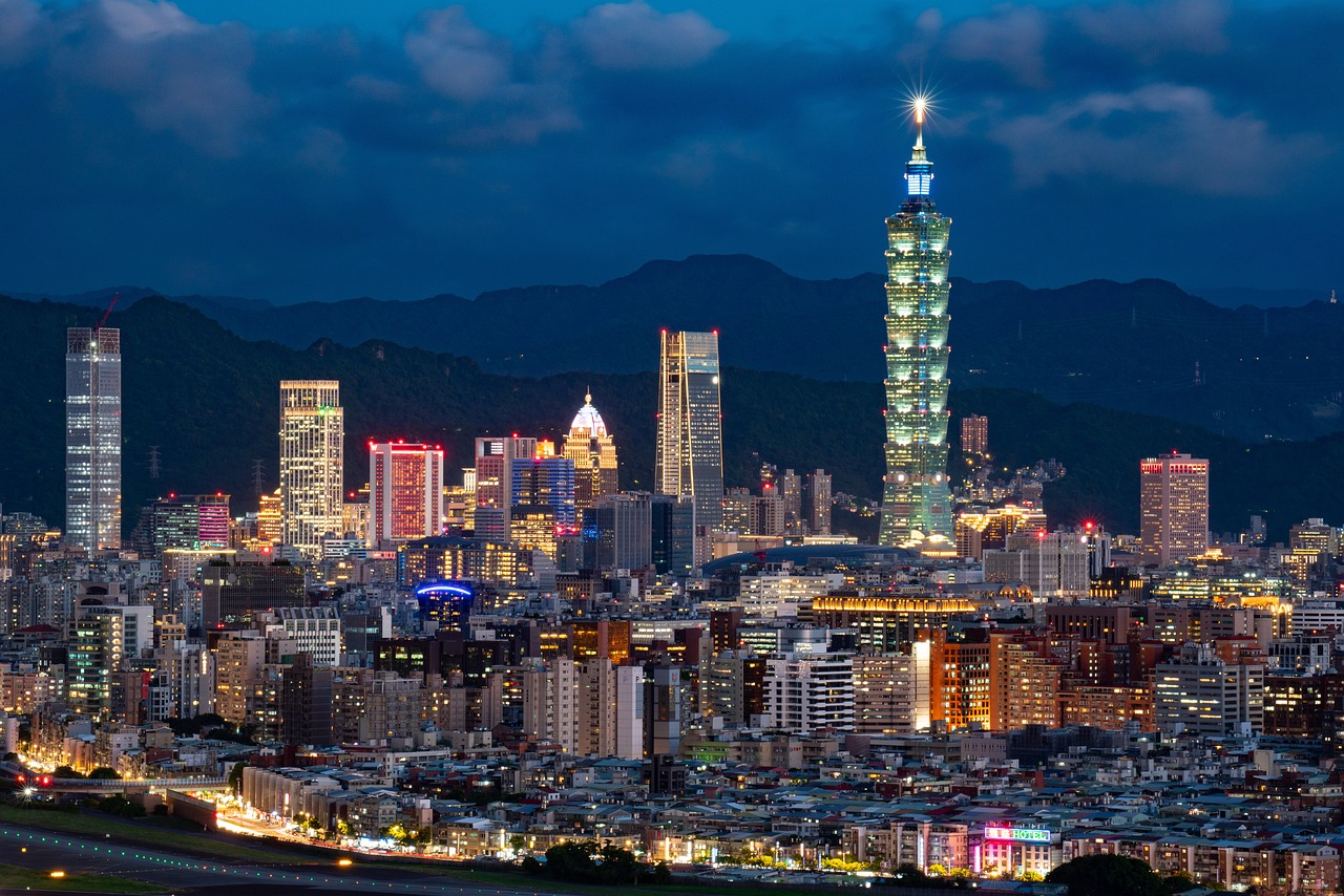 Taipei skyline at night.