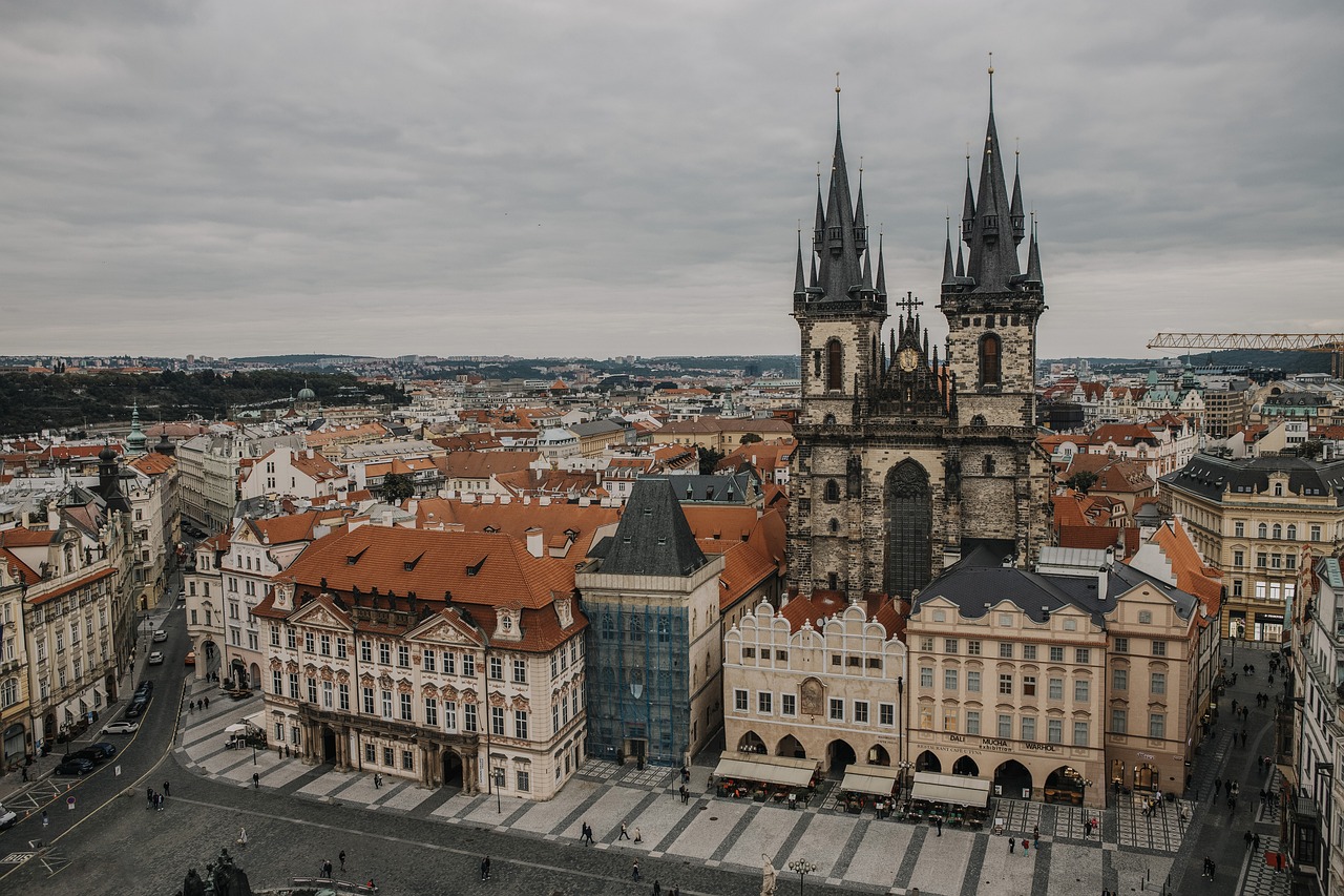 Aerial view of Prague's main square